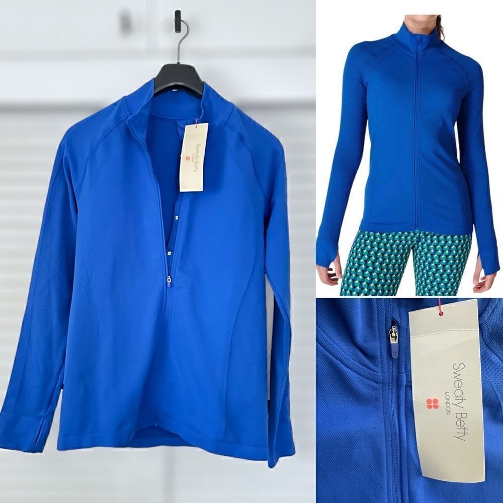 NWT SWEATY BETTY 4 Way Stretch Seamless Workout Zip Up Jacket Size L